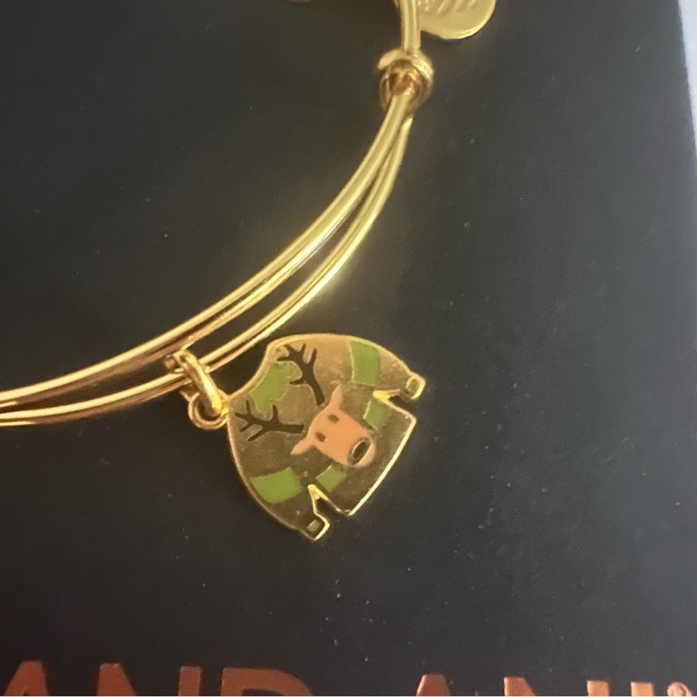 Alex and Ani Gold Reindeer Charm Bracelet